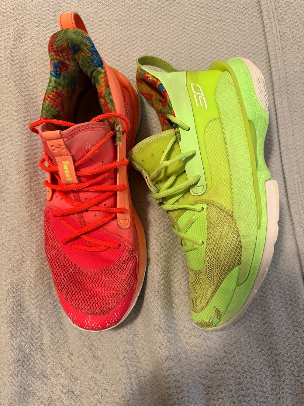Under Armor Curry 7 x sour patch kids collab mis matched set size 12
